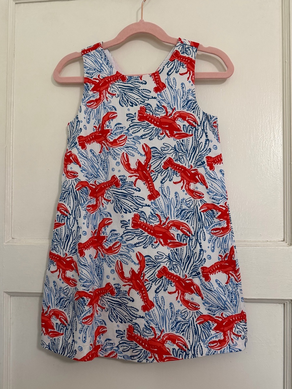 Toddler Tommy Bahama White Dress with Red Lobster & Blue Seaweed Print 🦞